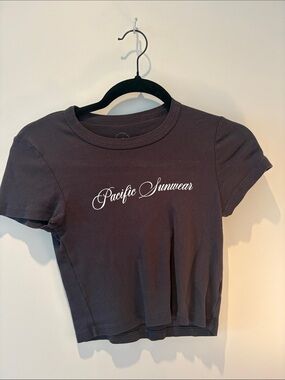 Pacific Sunwear Black Cropped Logo Tee